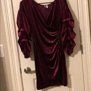 Puff sleeve velvet dress